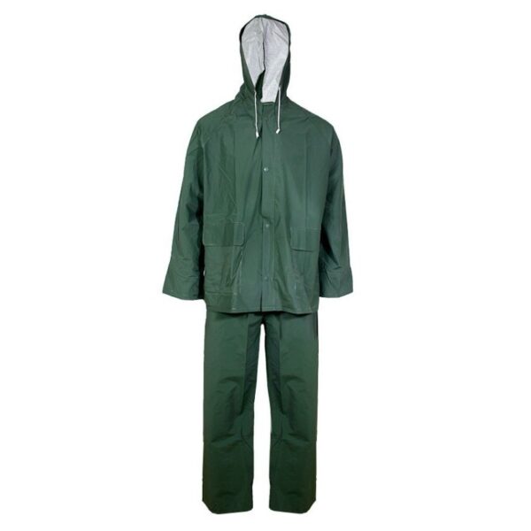 V PVC RAIN SUIT ARMY GREEN
